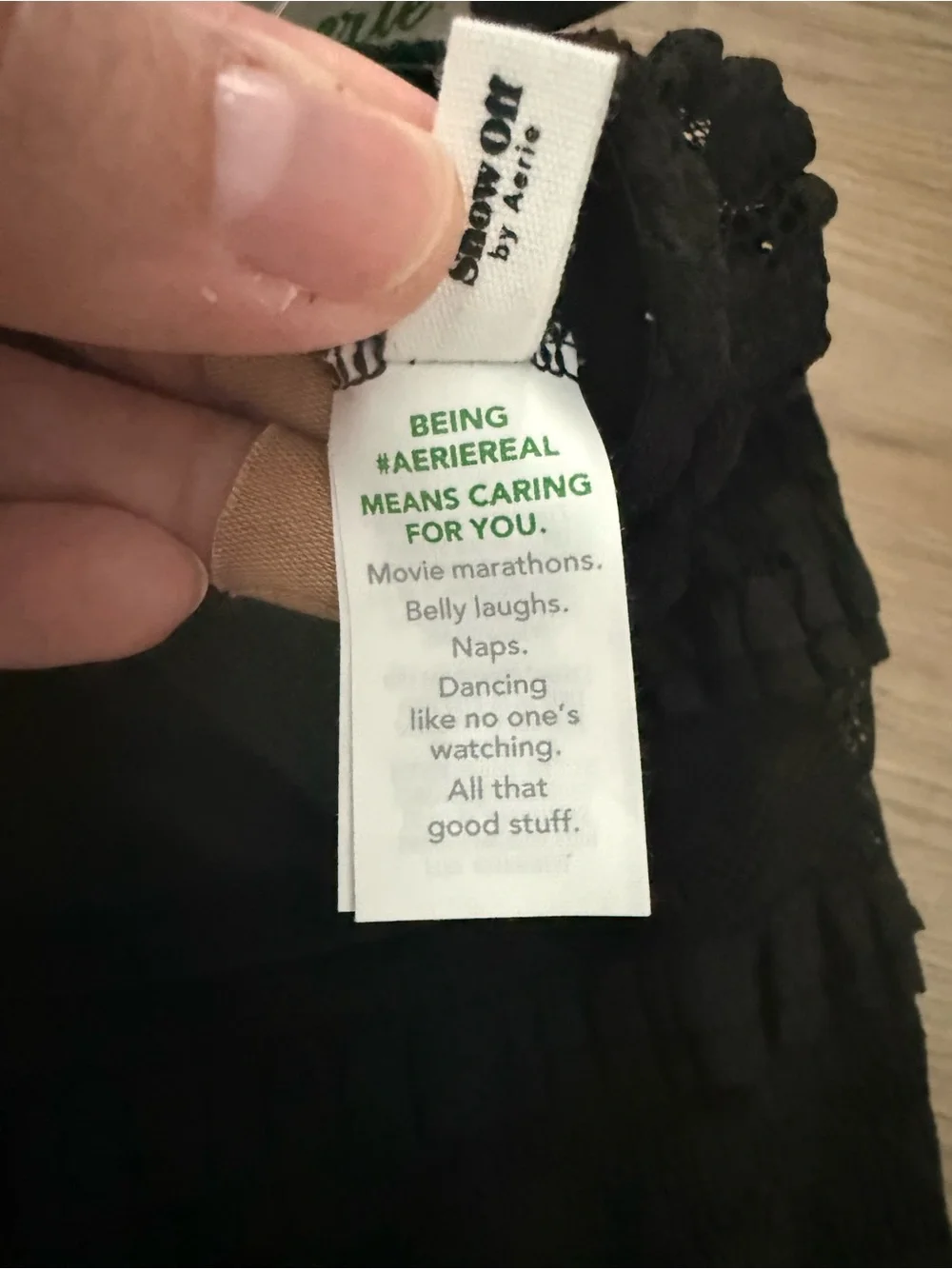 aerie Black Ruffle Lace Camisole size medium